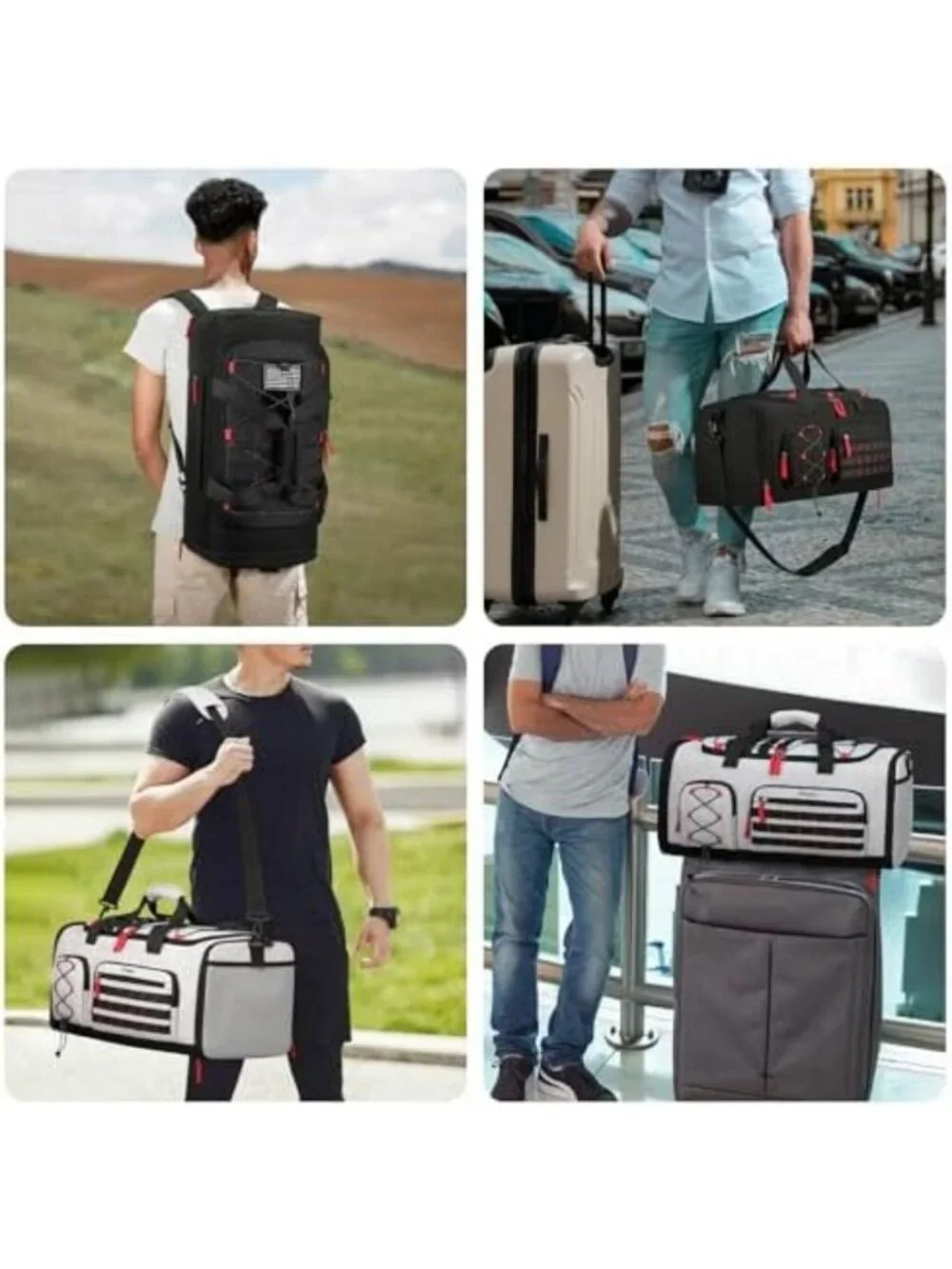 Expandable 45L-50L Sports Duffle Gym Bag for Men & Women - Versatile Travel Tote